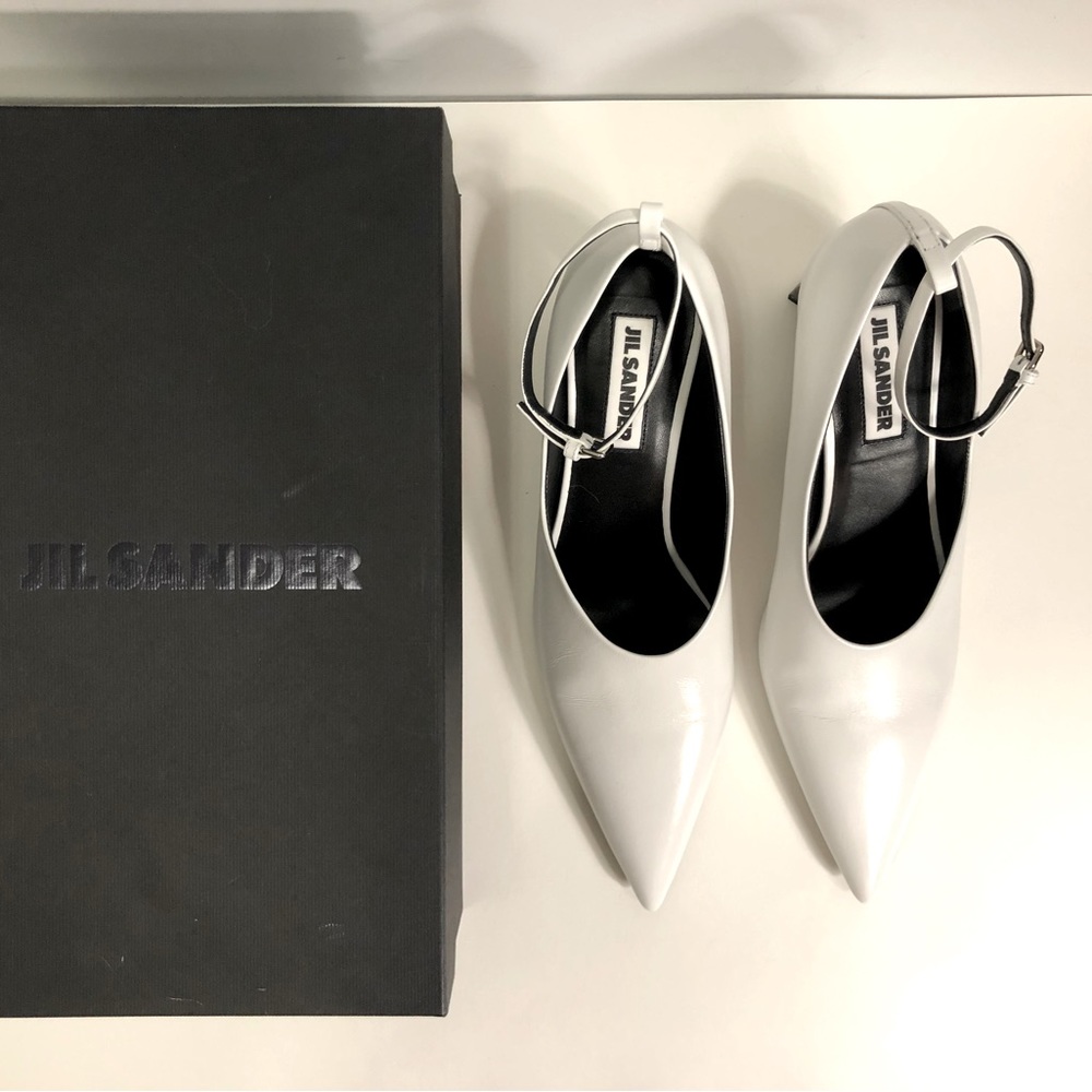 Brand new jil sander white strap ankle heels size 39.5